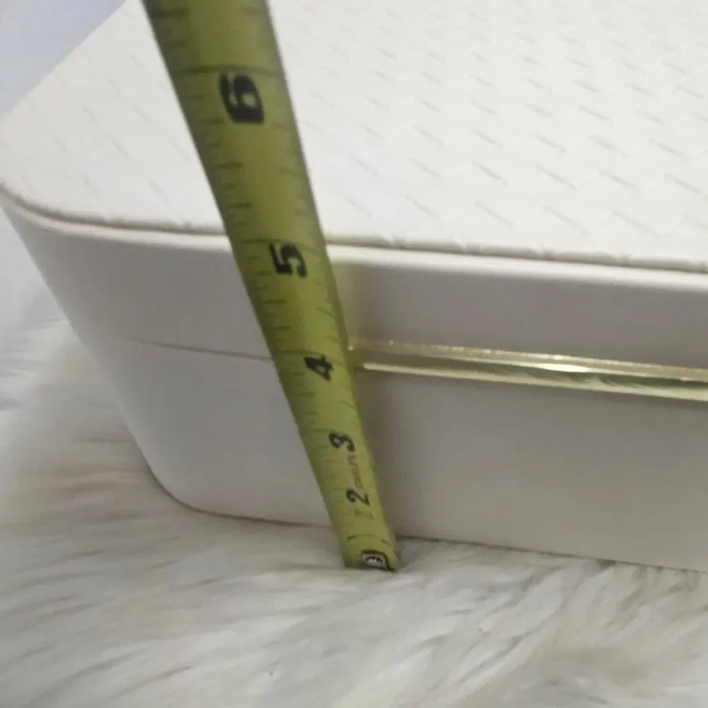 Target White Ivory Faux Leather Jewelry Box Organizer Case Gold Accent Display